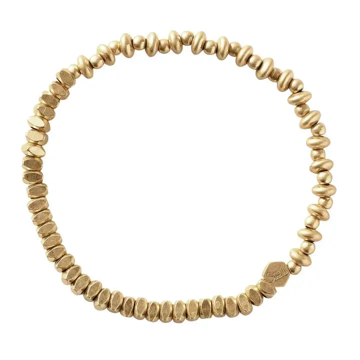 Mini Metal Stacking Bracelet - Mixed Gold Beads