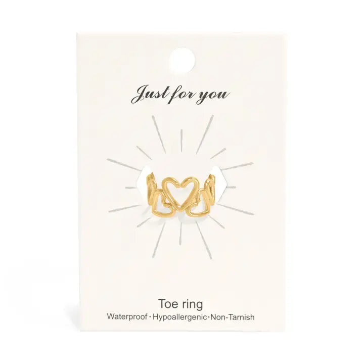 18K Gold Pvd Adjustable Heart Toe Ring