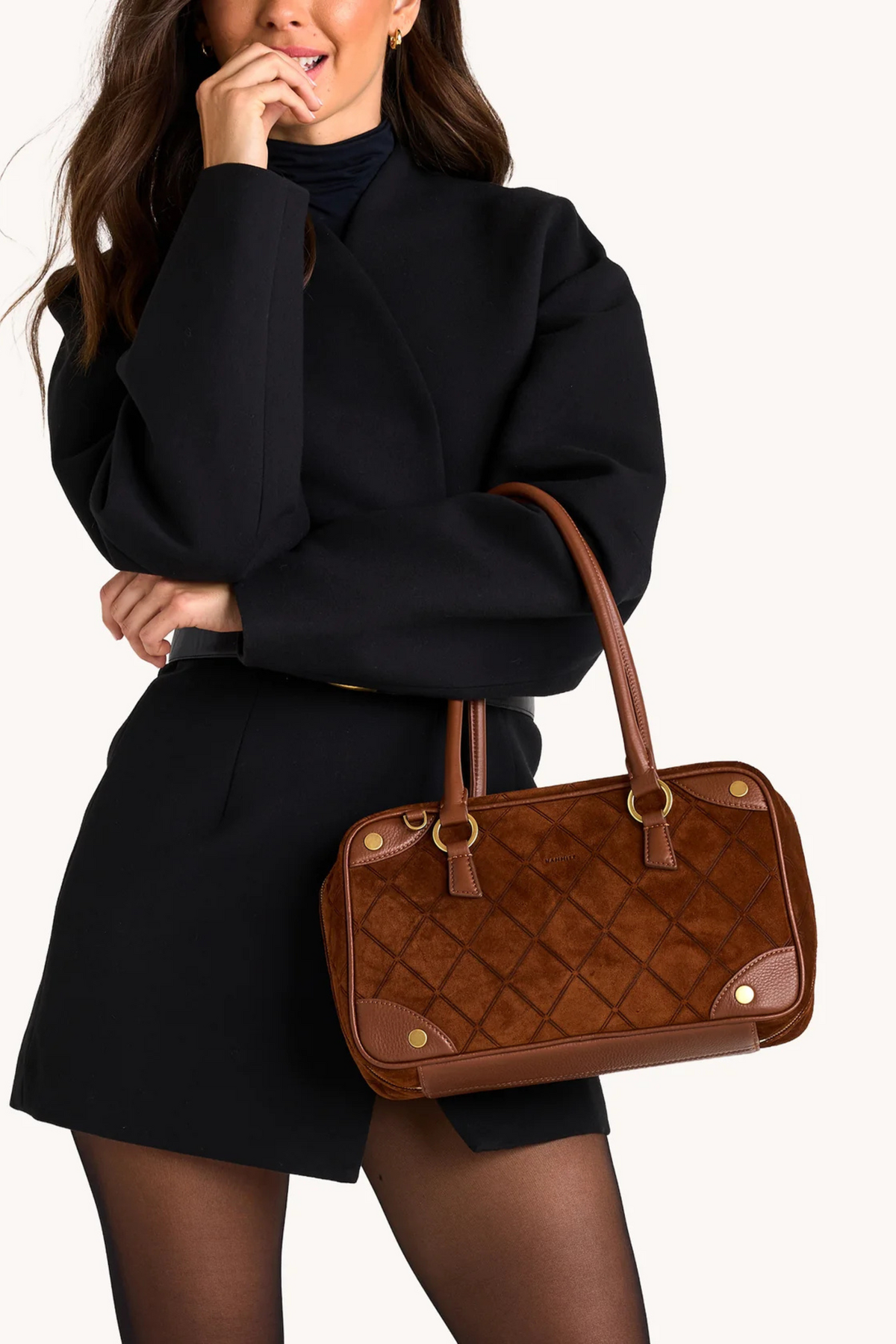 Meredith Med-Chocolate Diamond Suede-AG