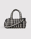 Small Nylon Duffle Bag - Black and Cream Gingham