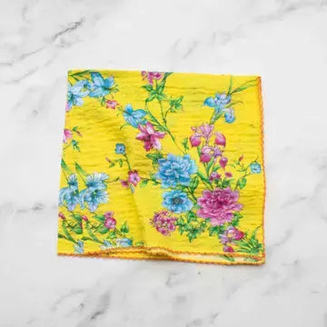Garden Bloom Crinkle Cotton Scarf - Yellow