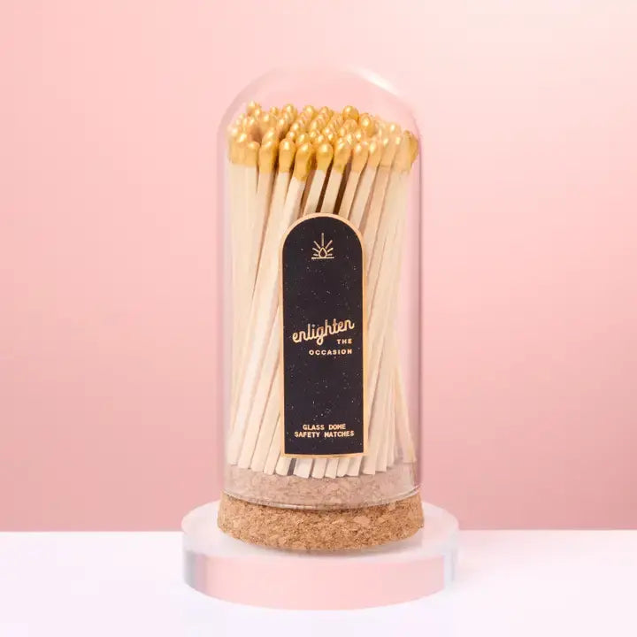 Corked Glass Dome Matches- Gold