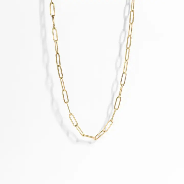 18K Gold Paperclip Chain Necklace(4)-20-22"