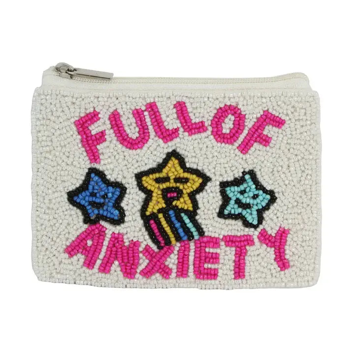 Fully Beaded Coin Purse- Anxiety