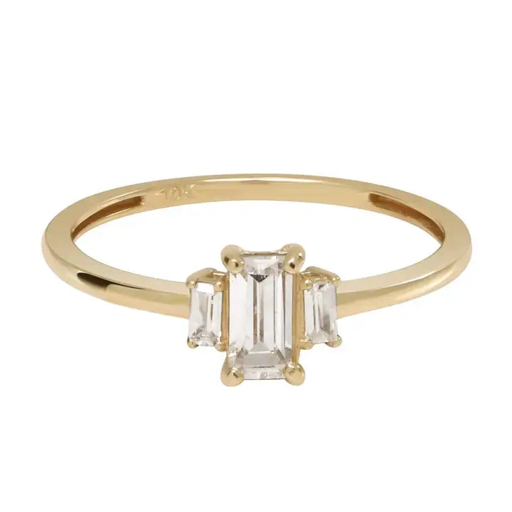 Baguette Trapezoid Ring 10k CZ SZ6