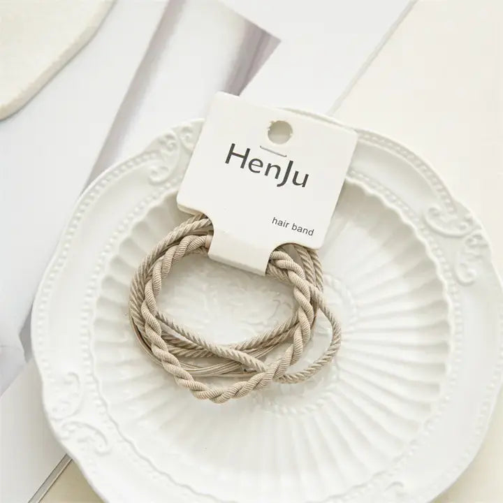 4 Pack Hair Ties- Beige