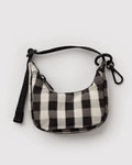 Crescent Bag Charm - Black and Cream Gingham