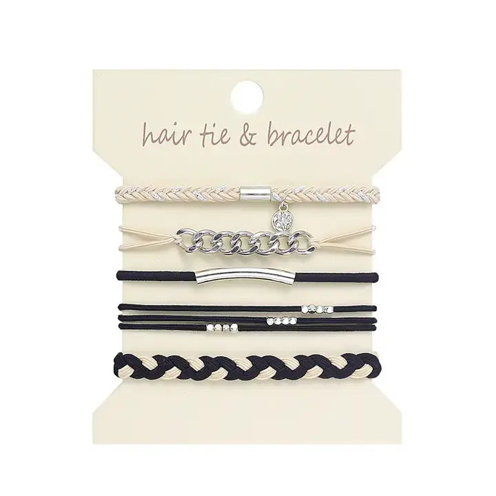Hair Tie Bracelets- Black/White