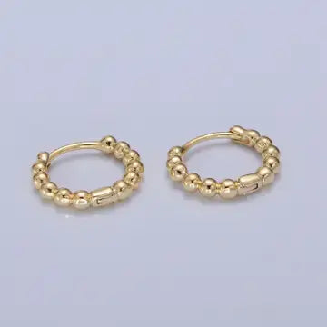 Dainty Gold Fill Beaded Ball Huggie