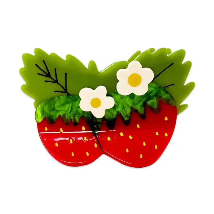Large Strawberries and Flowers Hair Claw