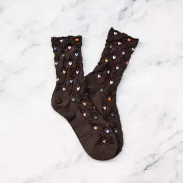 Berry Heart Socks-Wood