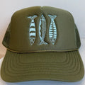 Sardine Hat- Olive Hat/ Blue