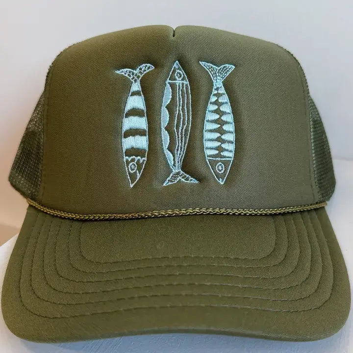 Sardine Hat- Olive Hat/ Blue