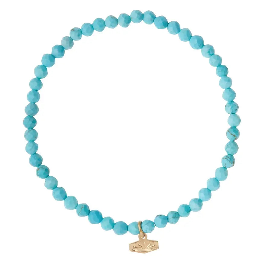 Mini Faceted Stone Stacking Bracelet Turquoise/Gold