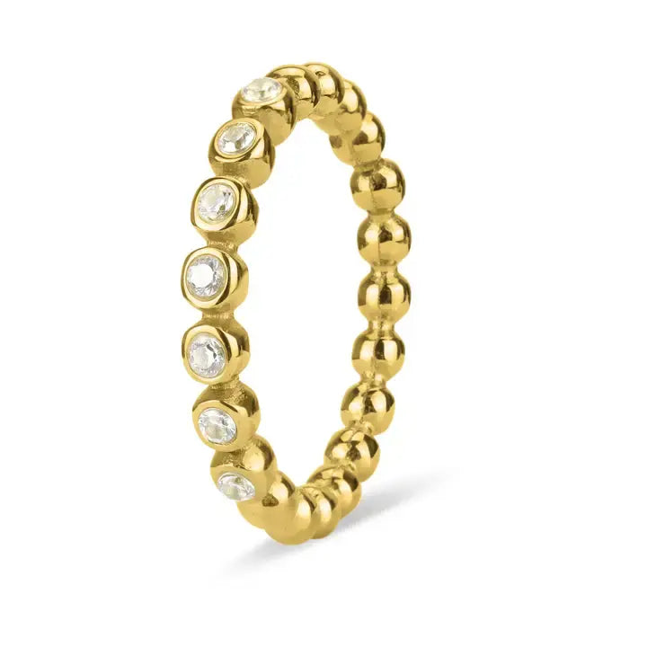 Beaded CZ Staking Ring- Clear- 6