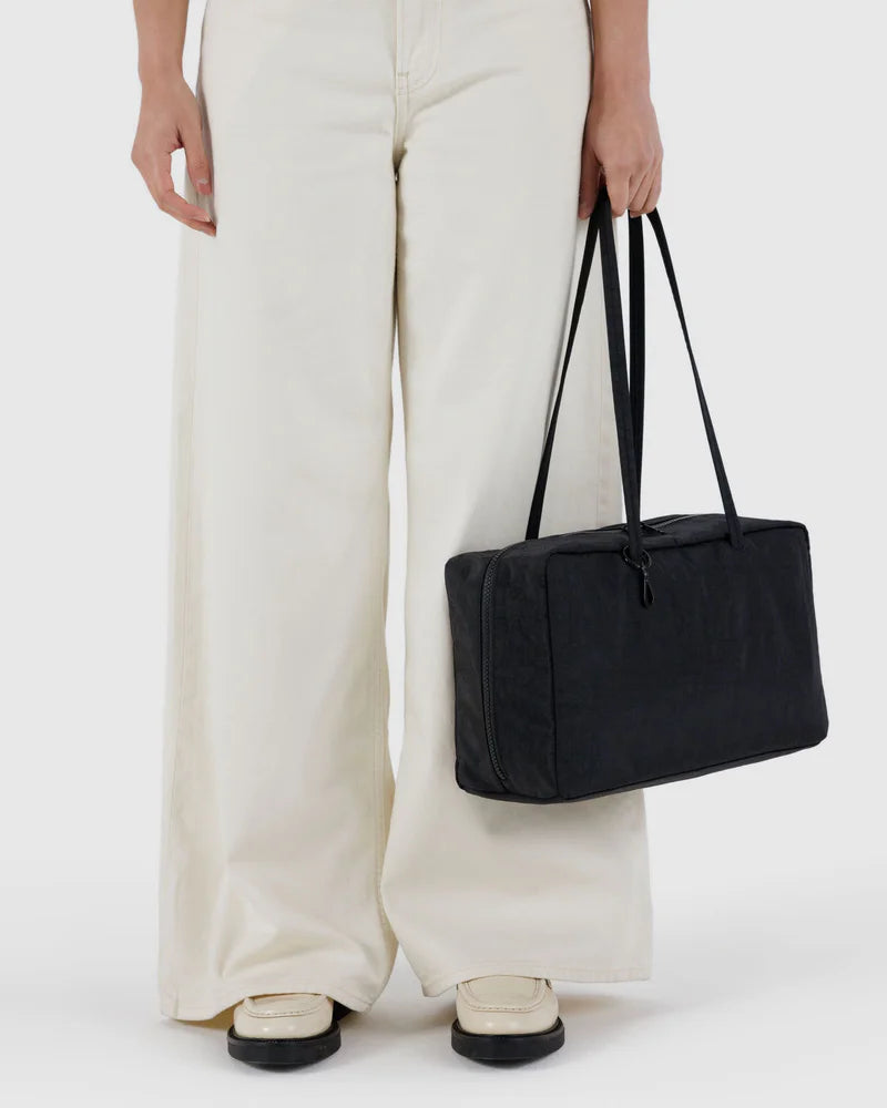 Medium Nylon Bowler Bag- Black