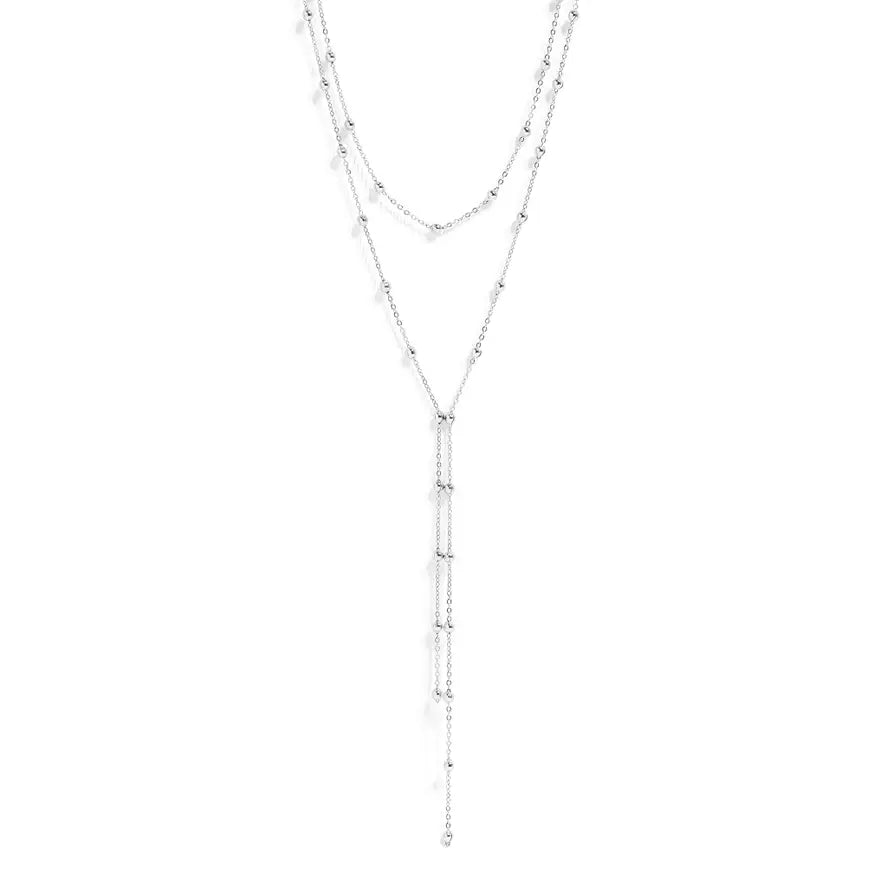 Stainless Satellite Layered Lariat Necklace