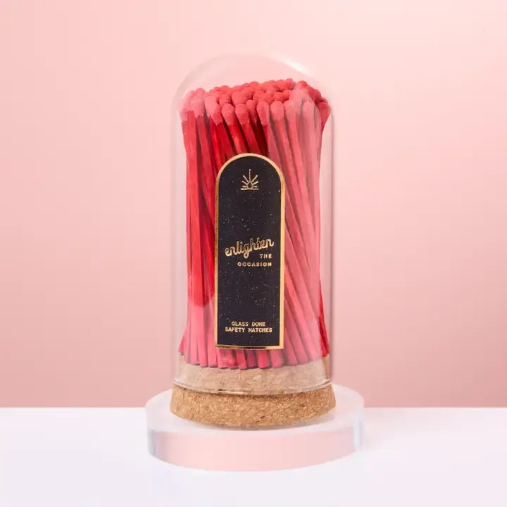 Corked Glass Dome Matches- Ruby Red