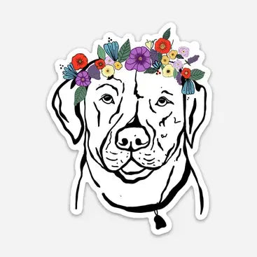 Floral Crown Pup Sticker