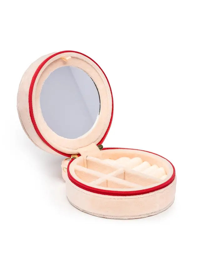 Velvet Jewelry Case - Cherries - Cream
