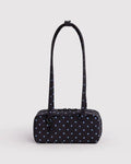 Small Nylon Bowler Bag - Black and Sky Blue Micro Dot