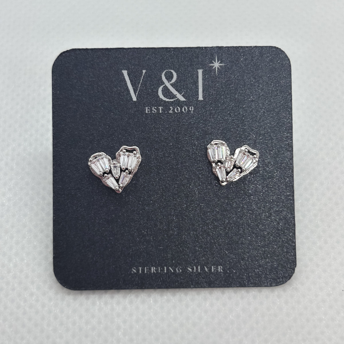 Baguette Heart Stud- SS
