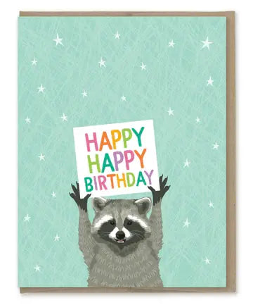 Raccoon Birthday Card Sign