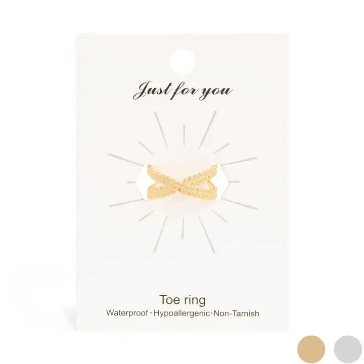 18K Gold Pvd Cross Over Toe Ring