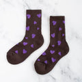 Lovely Heart Shape Socks- Chocolate/Purple