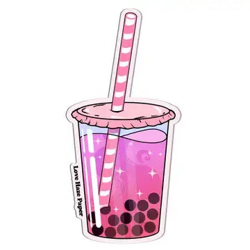 Pink Boba Drink Sticker