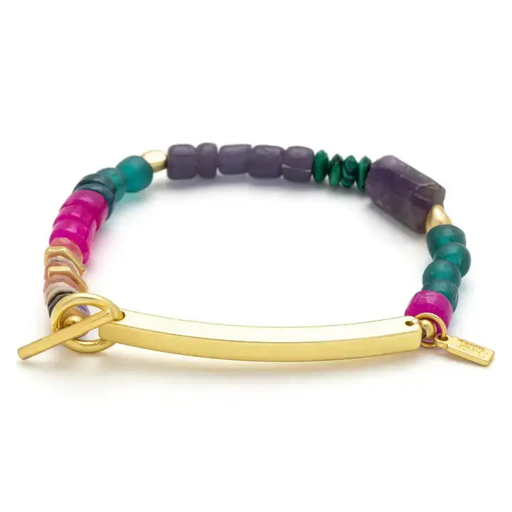 Hidden Message Bracelet- Strong Af/Amethyst/Gold
