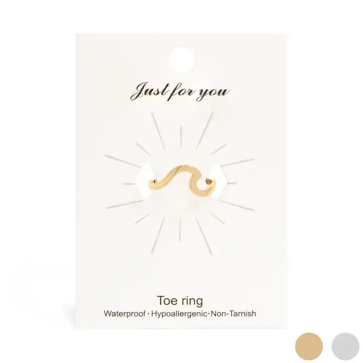 18K Gold Pvd Adjustable Wave Toe Ring