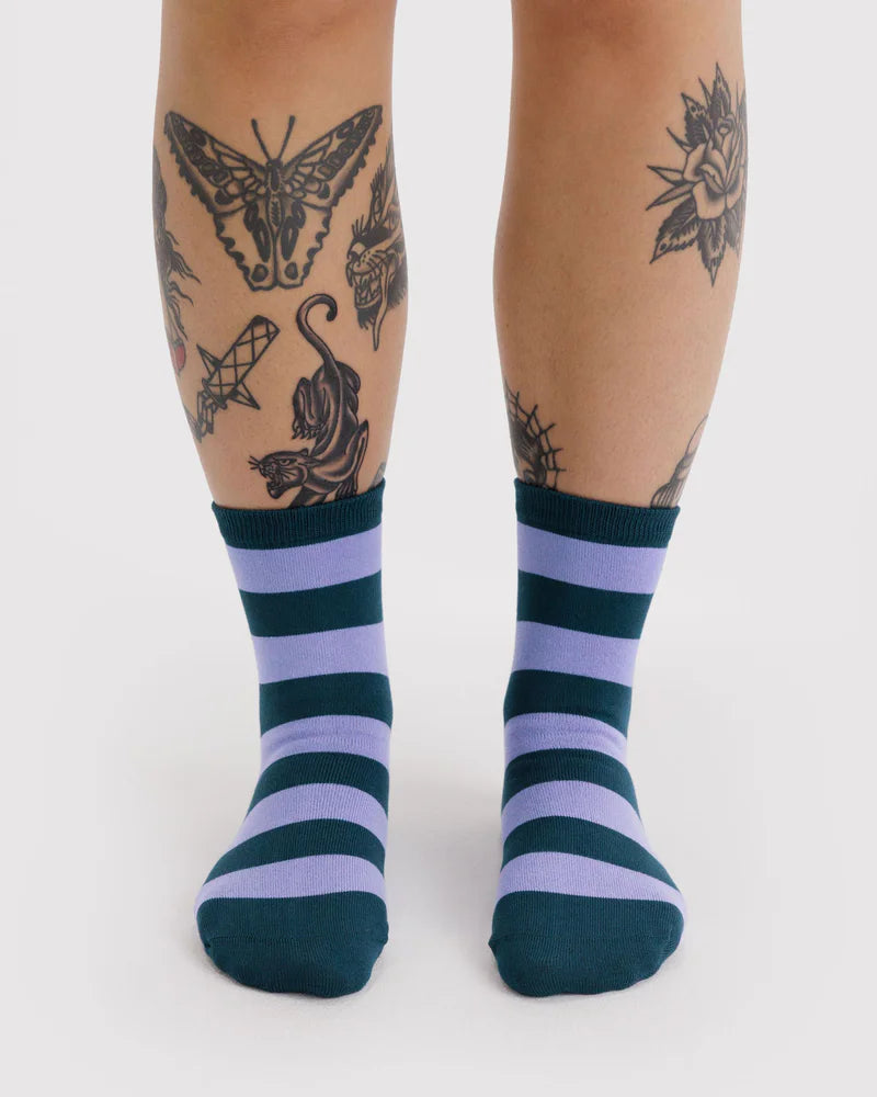 Crew Sock- Malachite Stripe
