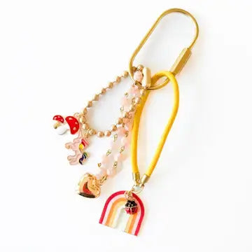 Rainbow Bag Charm - Pink Beads