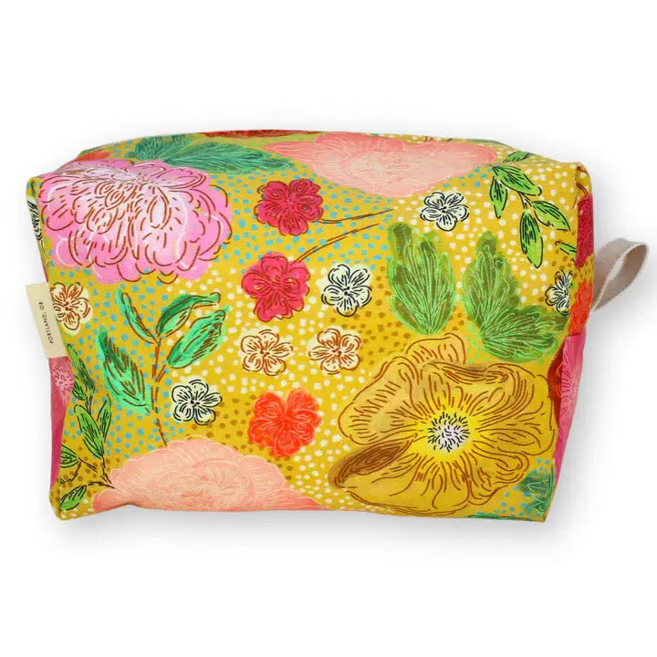 Large Dopp Kit- Peonies on Gold