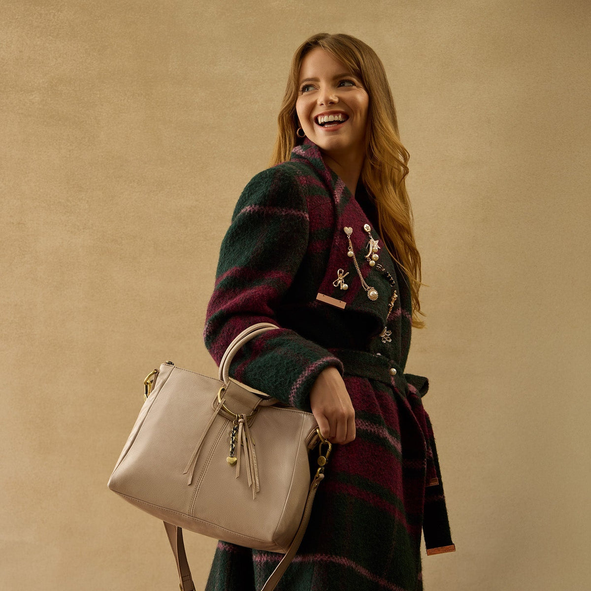 Sheila Medium Satchel- Stone Gloss
