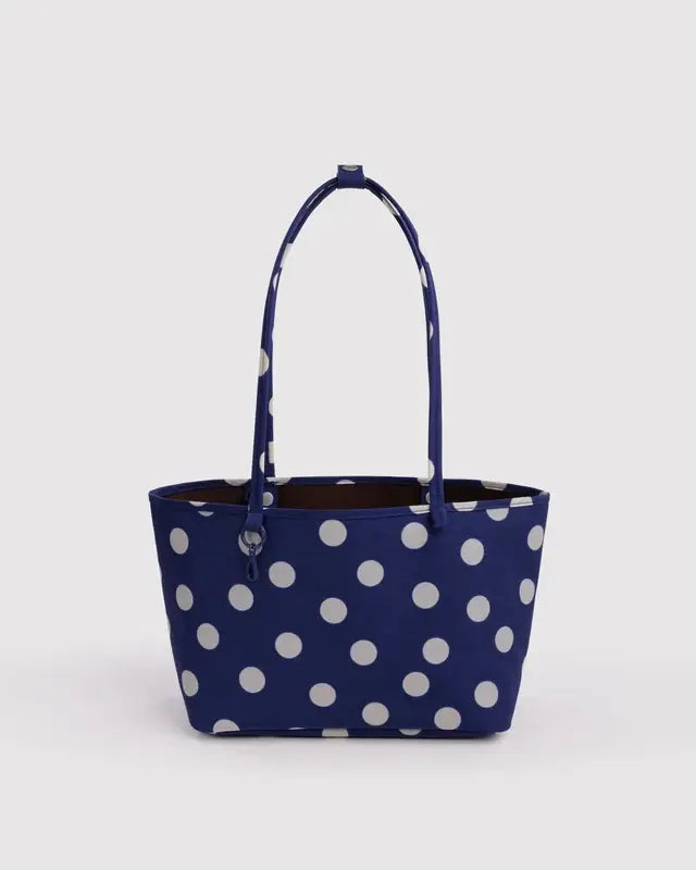 Medium Nylon Reversible Tote - Navy Polka Dot Mix
