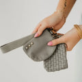 Wonderlust Woven Dual Pouch Wristlet- Gray