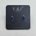 Dark Blue CZ Baguette Stud- SS