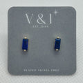 Dark Blue CZ Baguette Stud- G