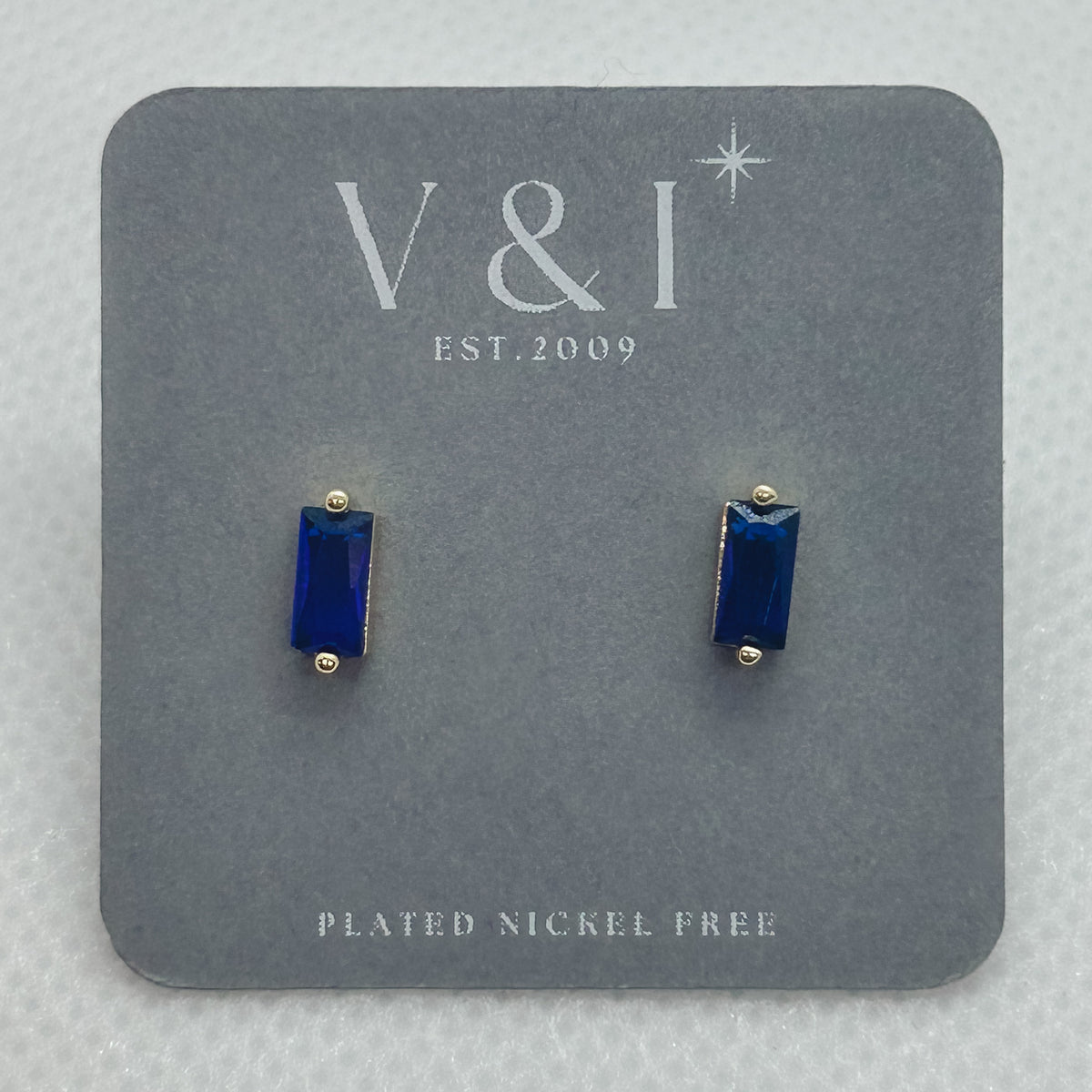 Dark Blue CZ Baguette Stud- G
