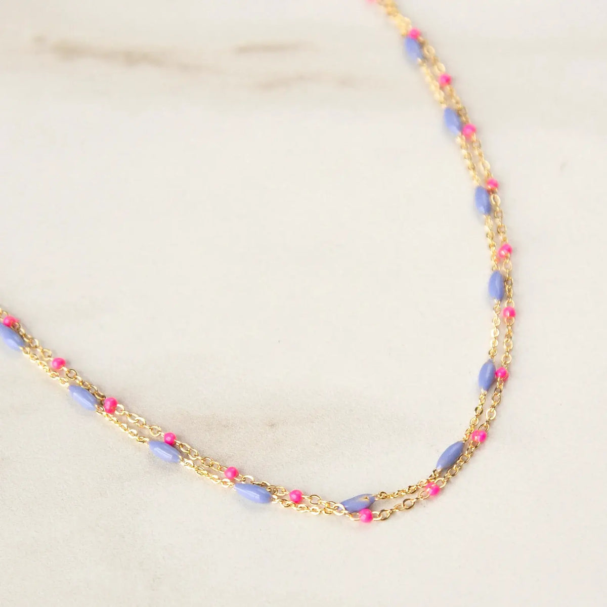 Dash & Dot Necklace- Pink/Purple
