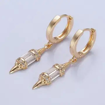 18K GF Pendulum Spike Drop Earrings
