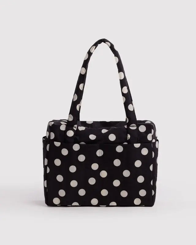 Small Cloud Carry-On - Black and Cream Polka Dot