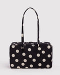 Medium Nylon Bowler Bag - Black and Cream Polka Dot