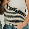 Diagonal Woven Westlyn Bum Bag- Black/Cream