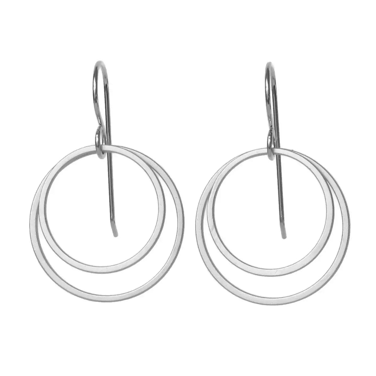 Double Circle Earrings- Silver