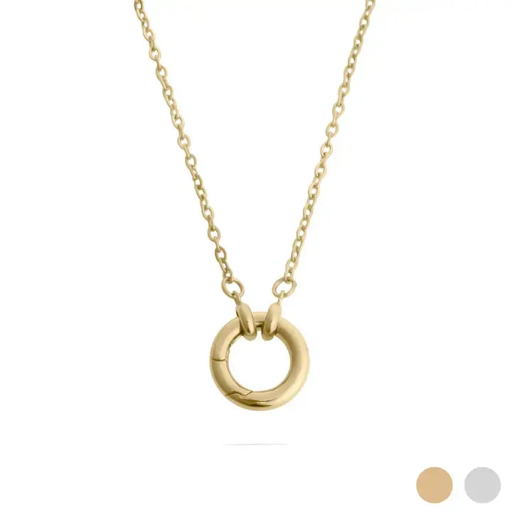 Loop Chain Charm Holder Necklace- Gold