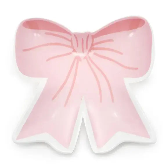 Ceramic Trinket & Jewelry Tray- Pink Ribbon Bow