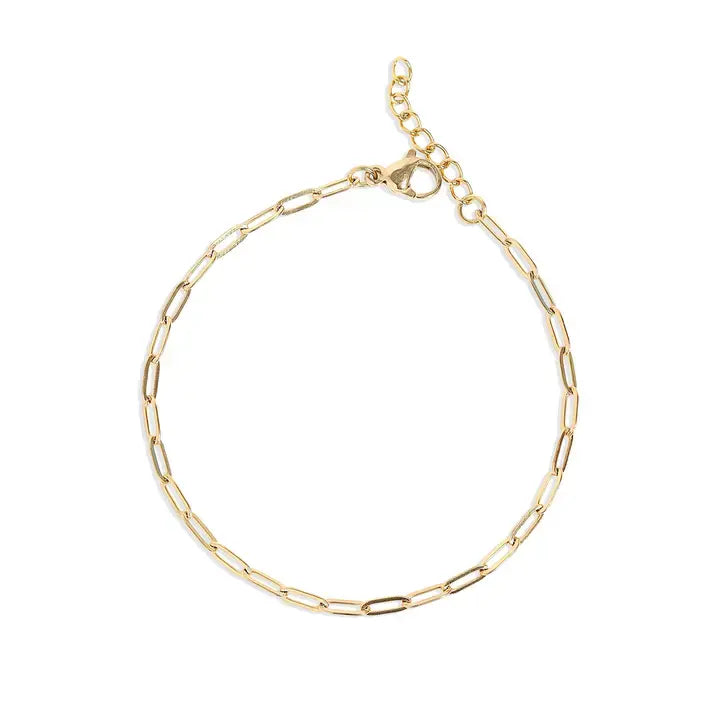 Sm. Paperclip Chain Bracelet-2.5mm- Gold